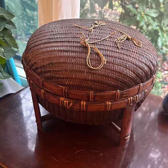 Antique Chinese Sewing Basket Vintage Never Used Rare Stacking Trays 1930-ish - Picture 4 of 12